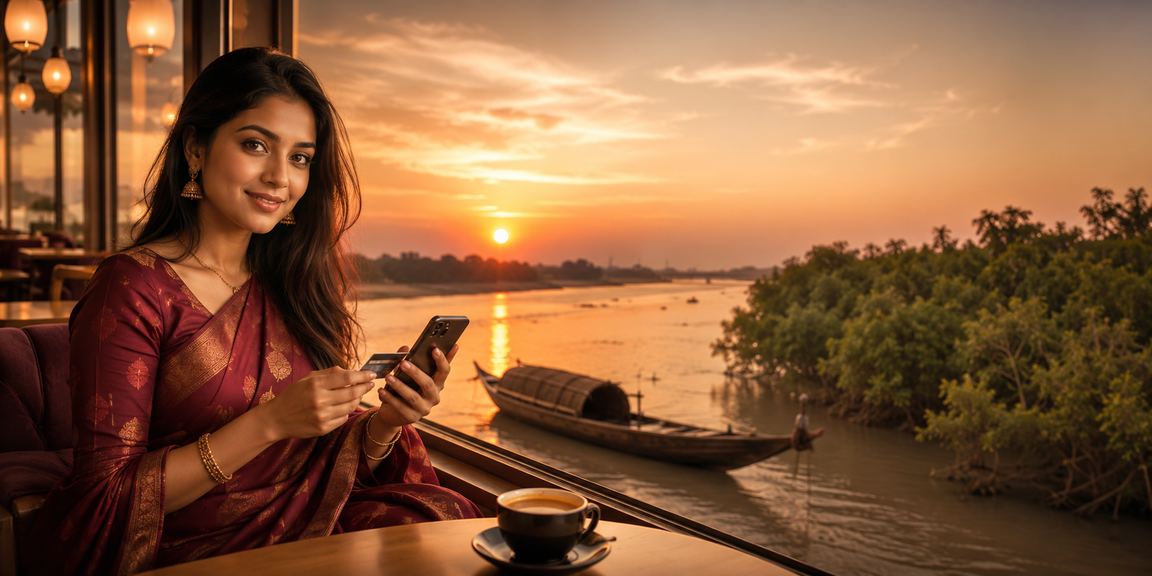সুন্দরবনের পটভূমিতে বাংলাদেশি মডেলের ভিআইপি বোনাস উপভোগের দৃশ্য